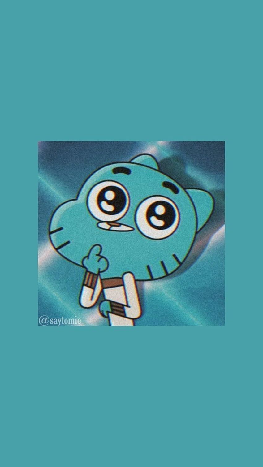 Gumball Watterson, Die fantastische Welt von Gumball, Türkiser Hintergrund, Minimalismus, Hochformat, Sperrbildschirm