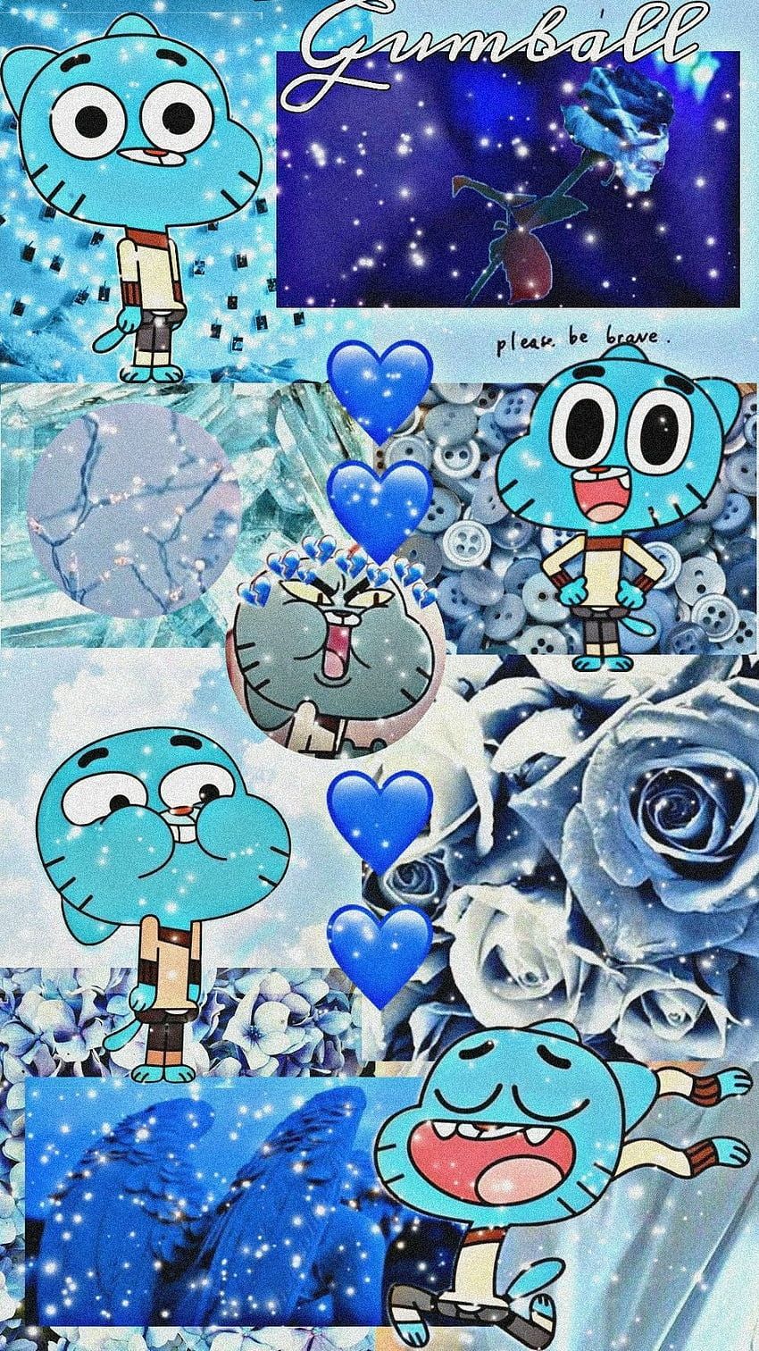 Gumball Watterson, Collage, Blau, Ästhetik, Hochformat, HD, Sperrbildschirm fürs iPhone
