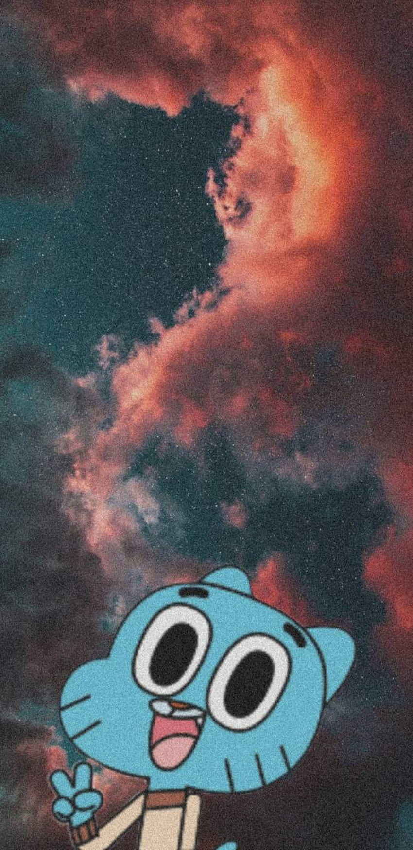 Gumball Watterson, Wolkenhimmel, Ästhetik, Rot-Blau, Hochformat, HD, Handy-Hintergrund