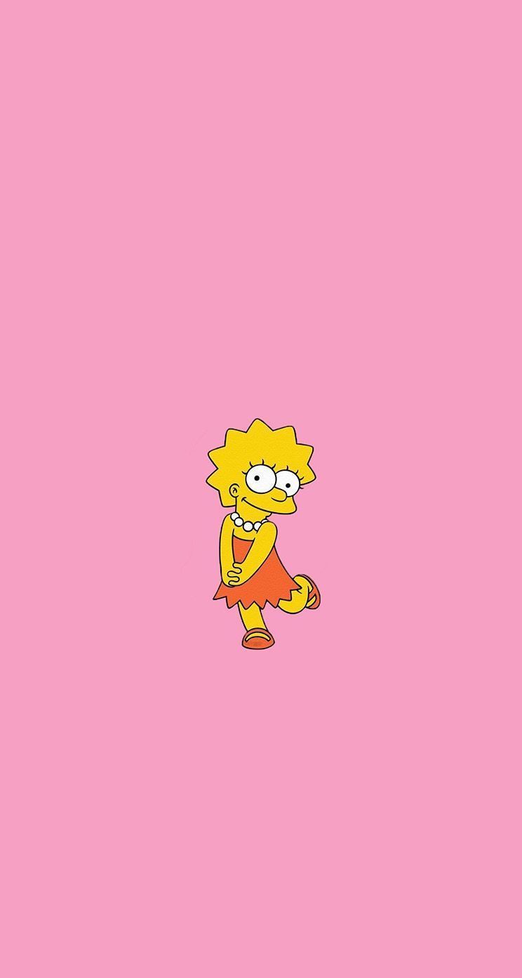 Lisa Simpson, Rosa Hintergrund, Minimalistisch, HD, Sperrbildschirm fürs iPhone