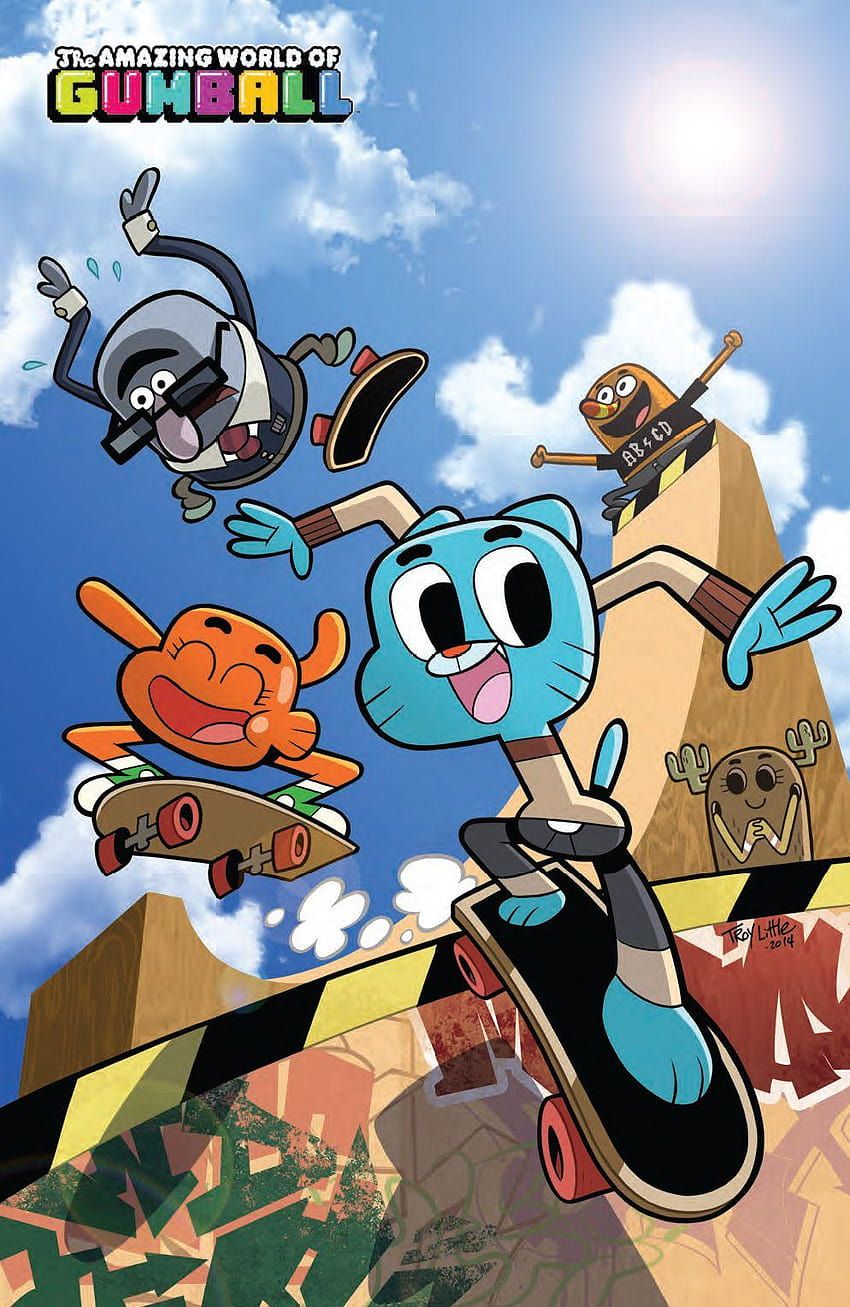 Gumball Watterson, Darwin Watterson, Die fantastische Welt von Gumball, Skateboard, Action, Hochformat, Handy-Hintergrundbild