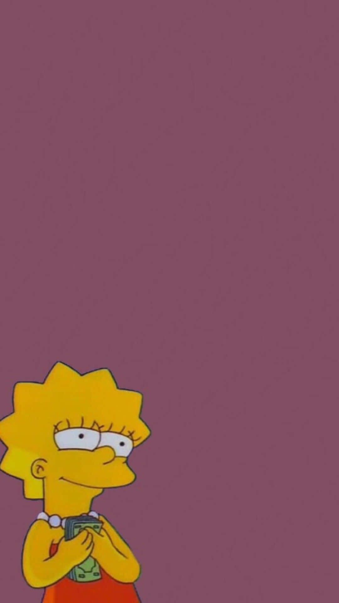 Lisa Simpson, Altrosa, Traurig, Minimalistisch, Full HD, Hintergrundbild fürs Handy