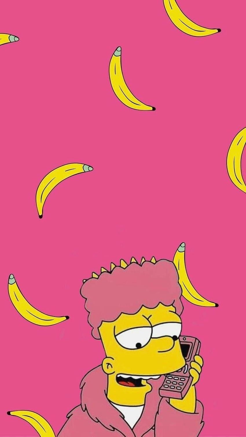 Die Simpsons, Telefon, Bananen, Pink, Hochformat, Hintergrundbild fürs Smartphone