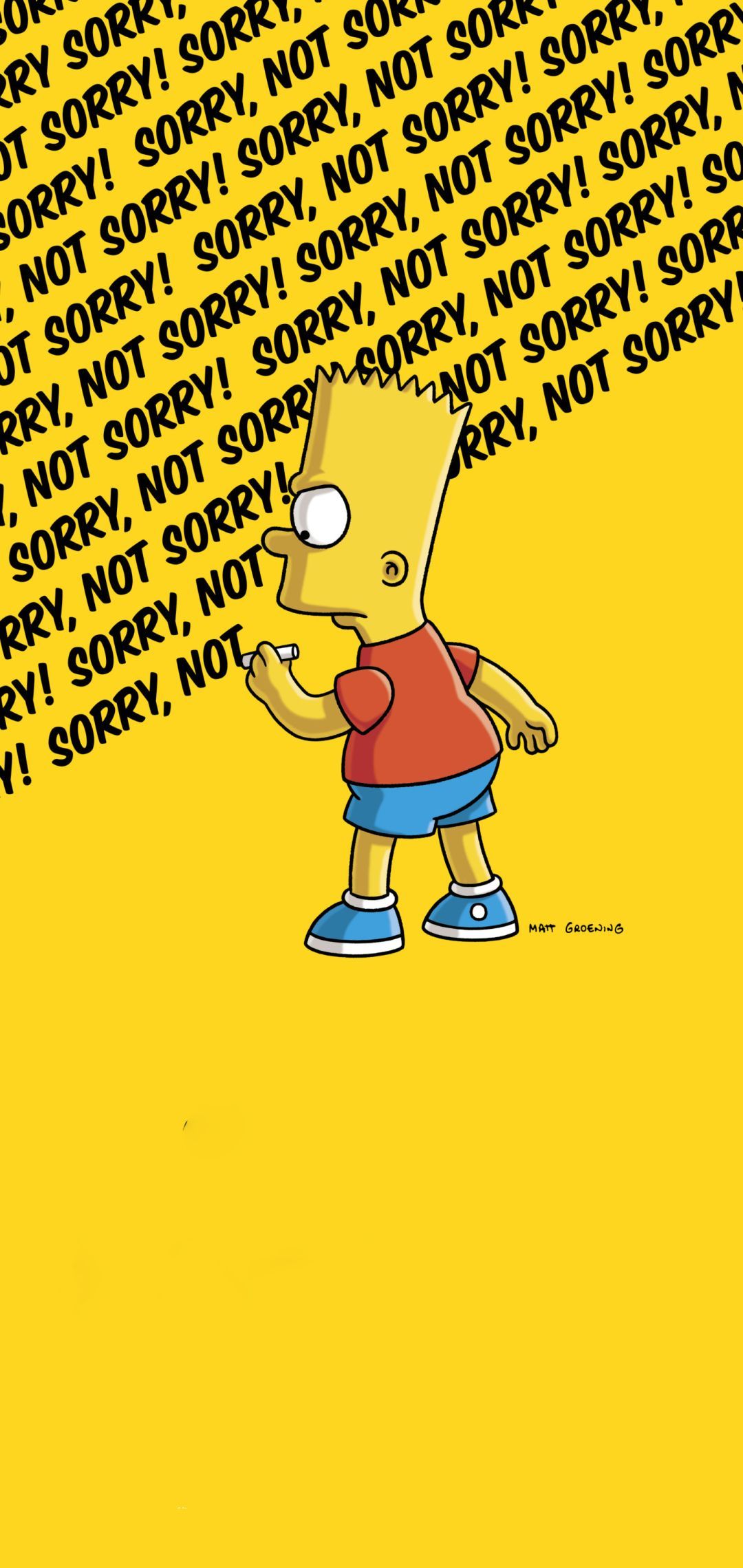 Bart Simpson, Not Sorry, Gelb, Typografie, Hintergrundbild für iPhone und Android