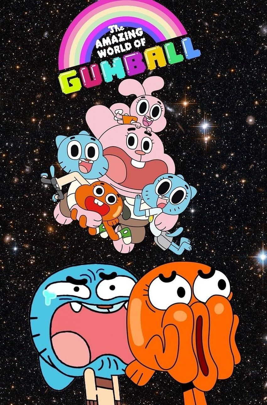 Die fantastische Welt von Gumball, Familie Watterson, Logo, Sternenhimmel, Hochformat, Handy-Hintergrund