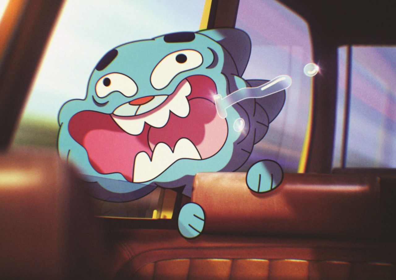 Gumball Watterson, Autofenster, Fahrtwind, Lachen, Cartoon Network, HD-Hintergrundbild für PC