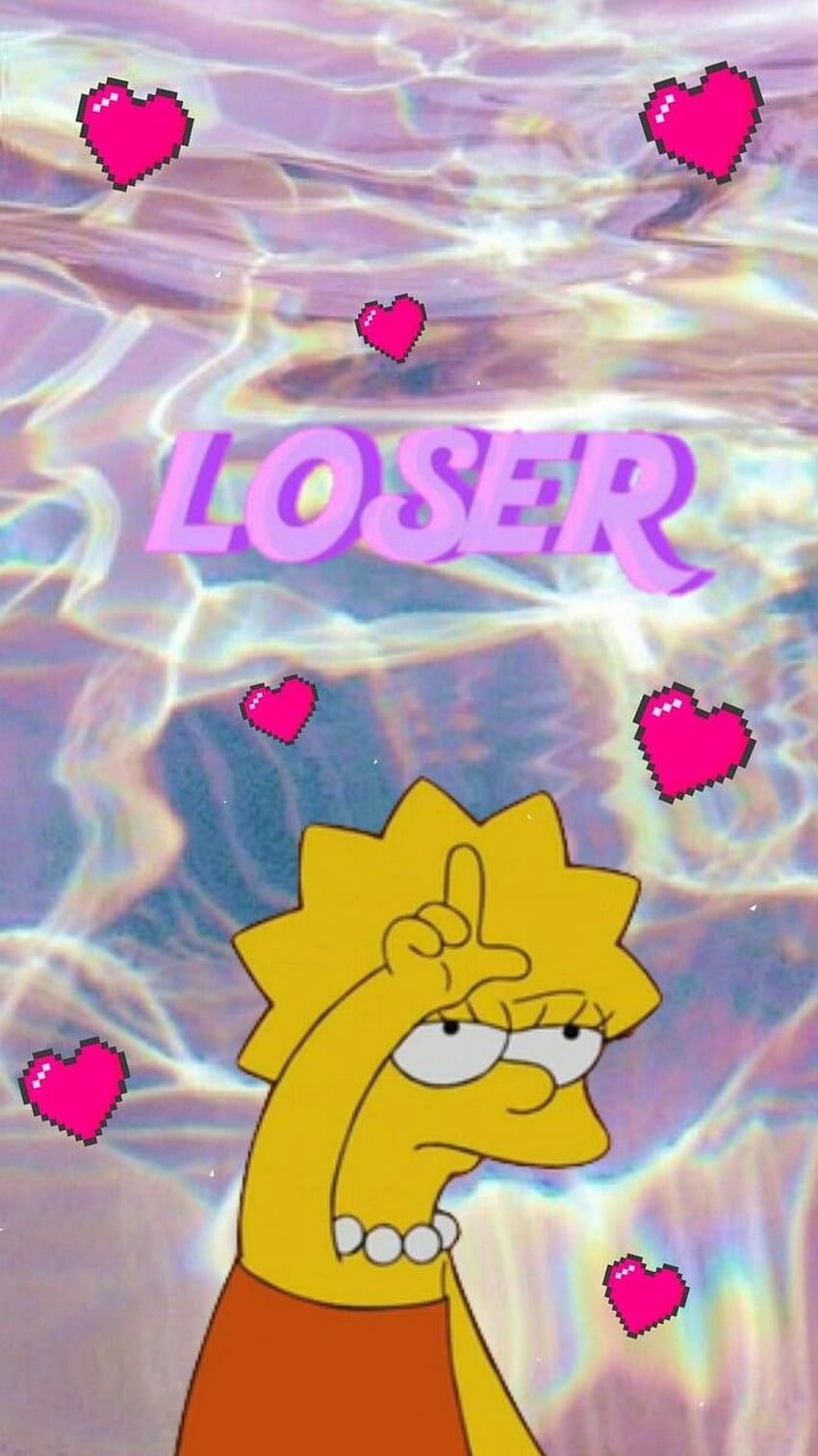 Lisa Simpson, Loser, Holografisch, Herzen, HD, Handy-Hintergrund im Hochformat