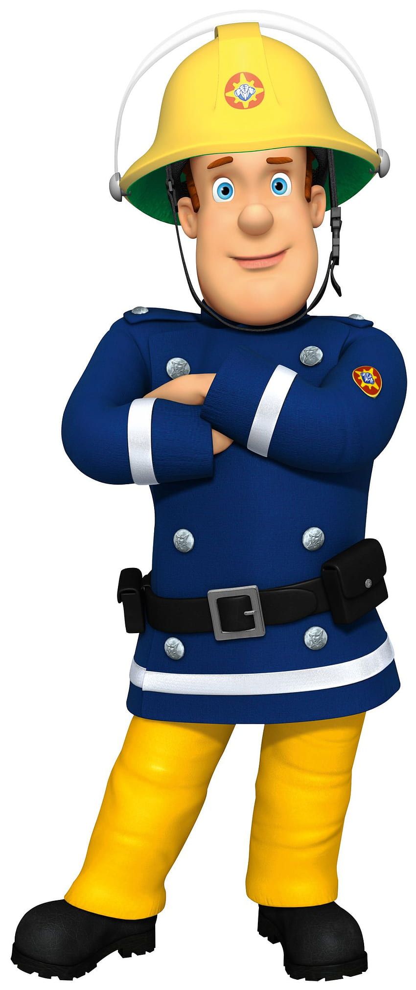 Feuerwehrmann Sam, Verschränkte Arme, Feuerwehrhelm, 3D-Figur, Weißer Hintergrund, Sperrbildschirm