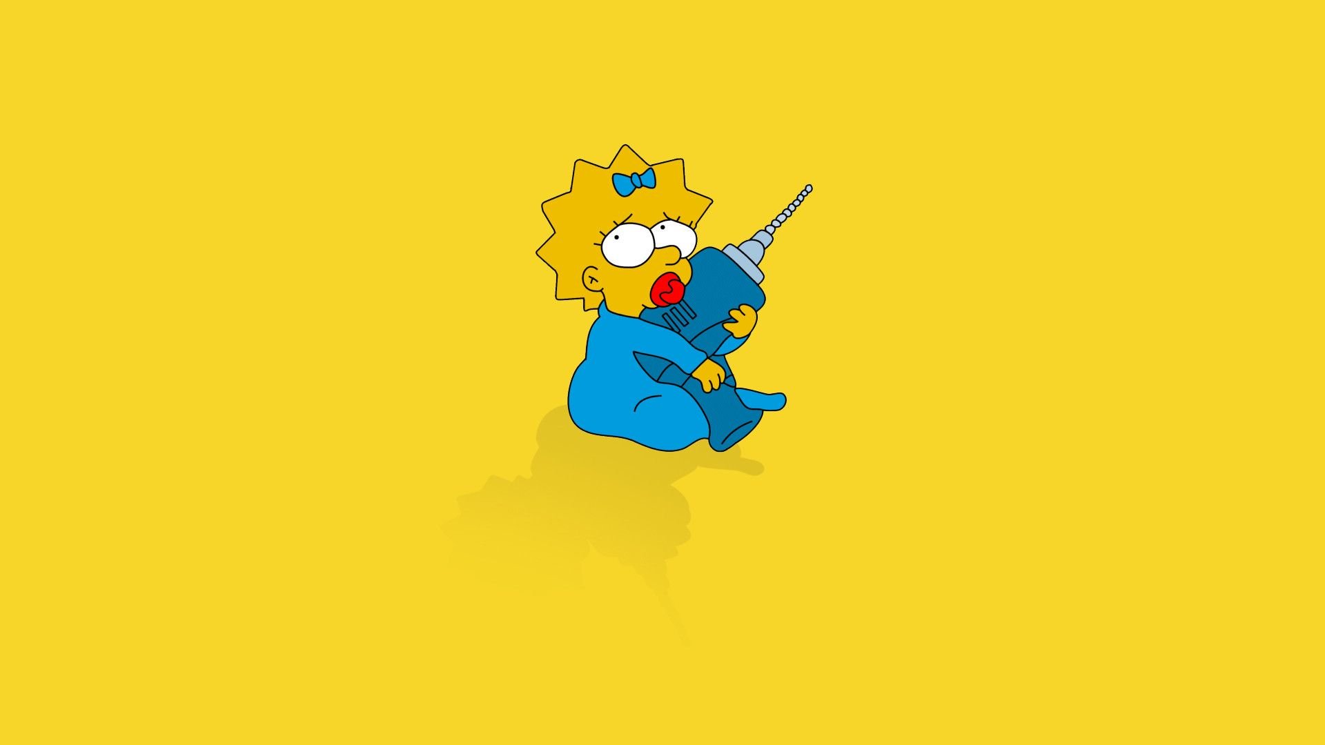 Maggie Simpson, Schnuller, Gelber Hintergrund, Minimalistisch, Full HD Wallpaper