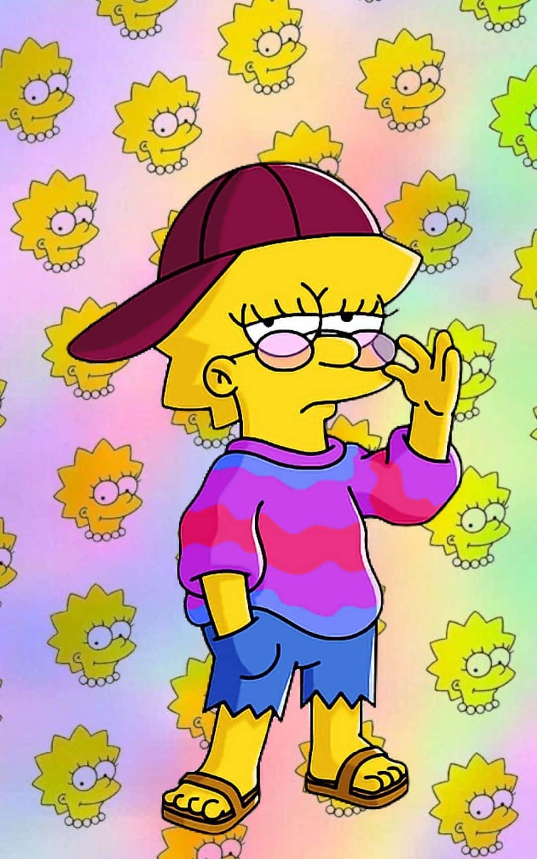Lisa Simpson, Basecap, Muster, Holografisch, Full HD, Hintergrundbild fürs Handy