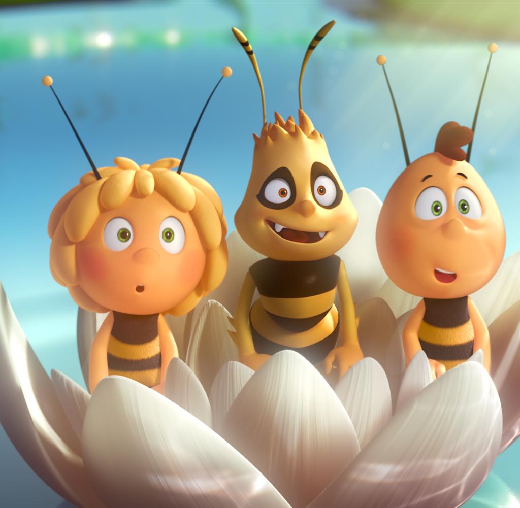 Biene Maja, Willi, Bienen, Blüte, 3D-Animation, Hintergrundbild für iPad und Tablet
