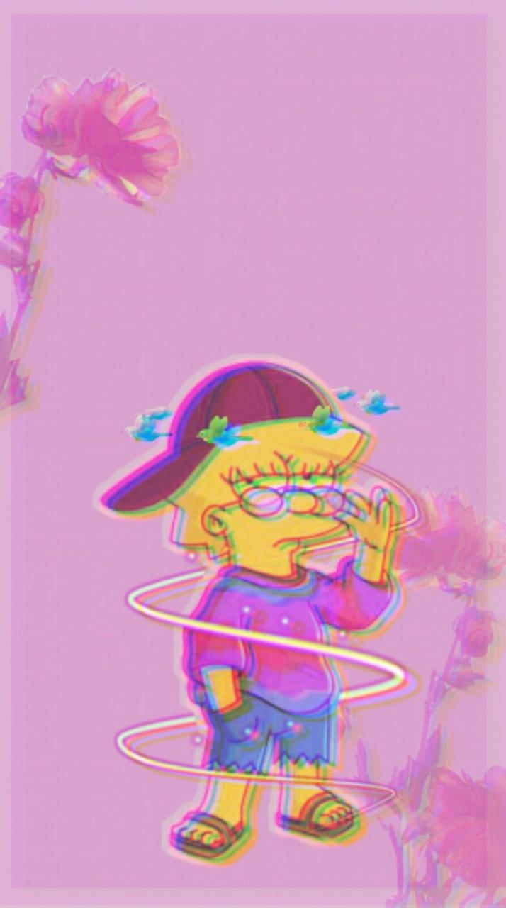 Lisa Simpson, Hula-Hoop, Rosa, Pastell, Hochformat, Hintergrundbild fürs Smartphone