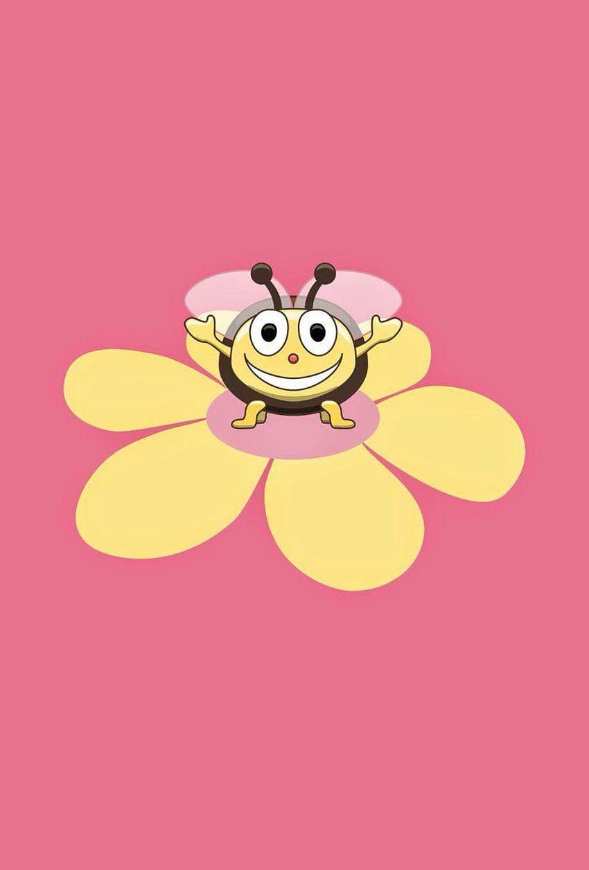 Biene, Blume, Niedlich, Rosa, HD, iPad-Hintergrundbild