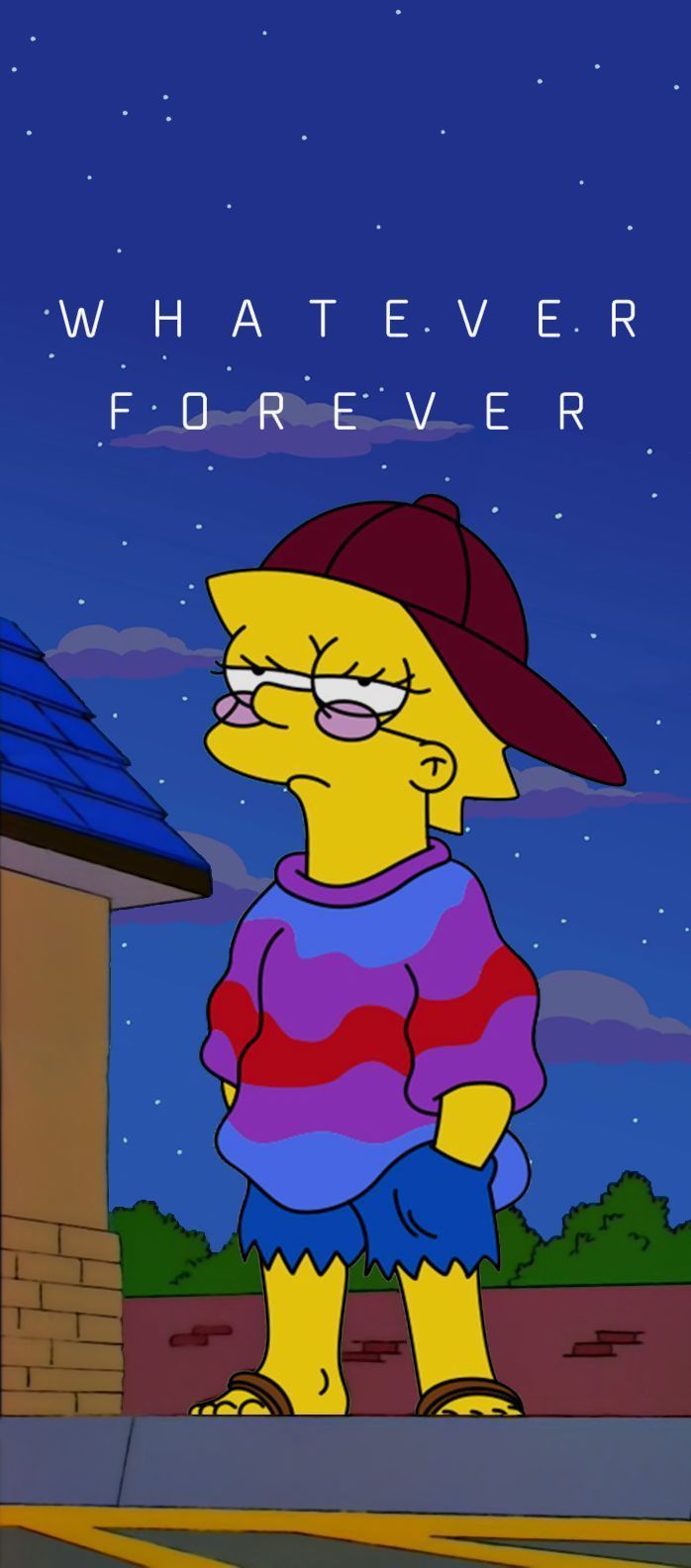 Lisa Simpson, Whatever Forever, Nachthimmel, Basecap, Hintergrundbild für iPhone und Android
