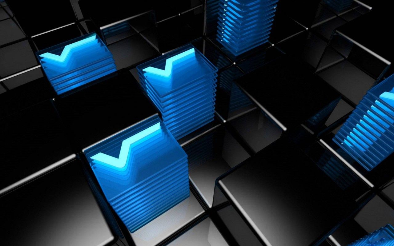 Würfel, 3D, Blau, Schwarz, Reflexion, 16:10, HD-Hintergrundbild für den Desktop