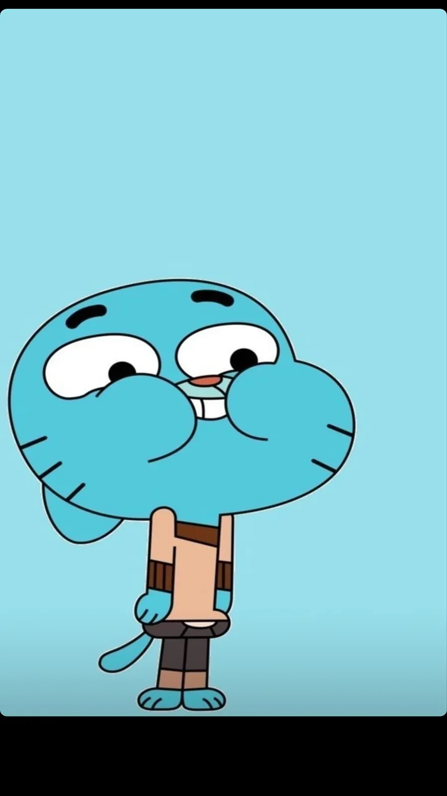 Gumball Watterson, Hellblauer Hintergrund, Grinsen, Cartoon, Hochformat, Sperrbildschirm fürs iPhone