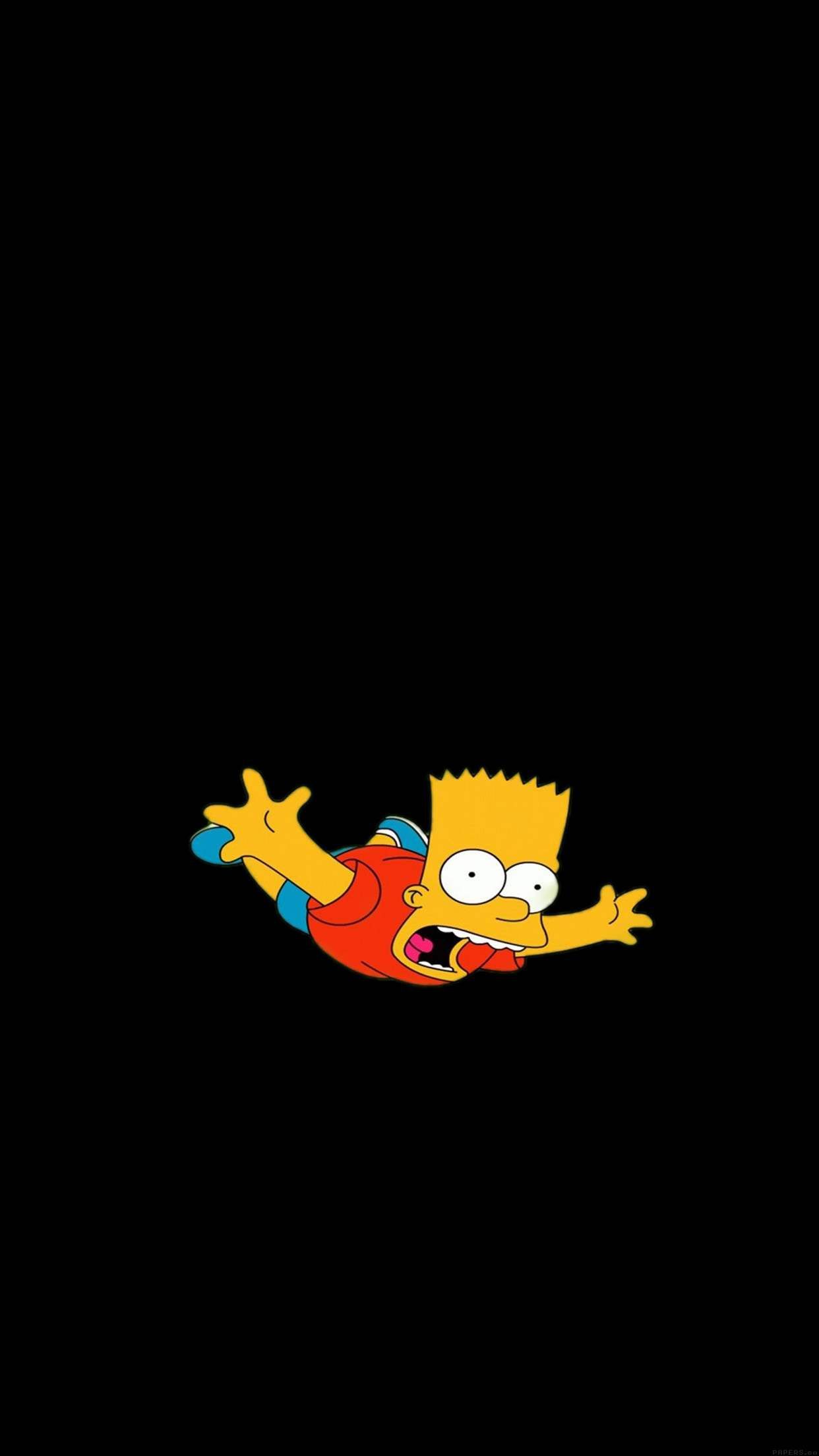 Bart Simpson, Fliegen, Schwarzer Hintergrund, Minimalistisch, Sperrbildschirm fürs iPhone