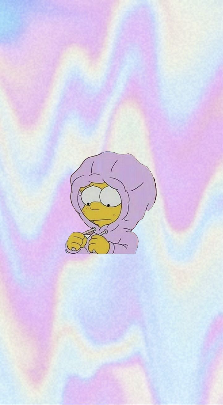 Lisa Simpson, Holografisch, Pastell, Wellen, Hintergrundbild für iPhone und Android