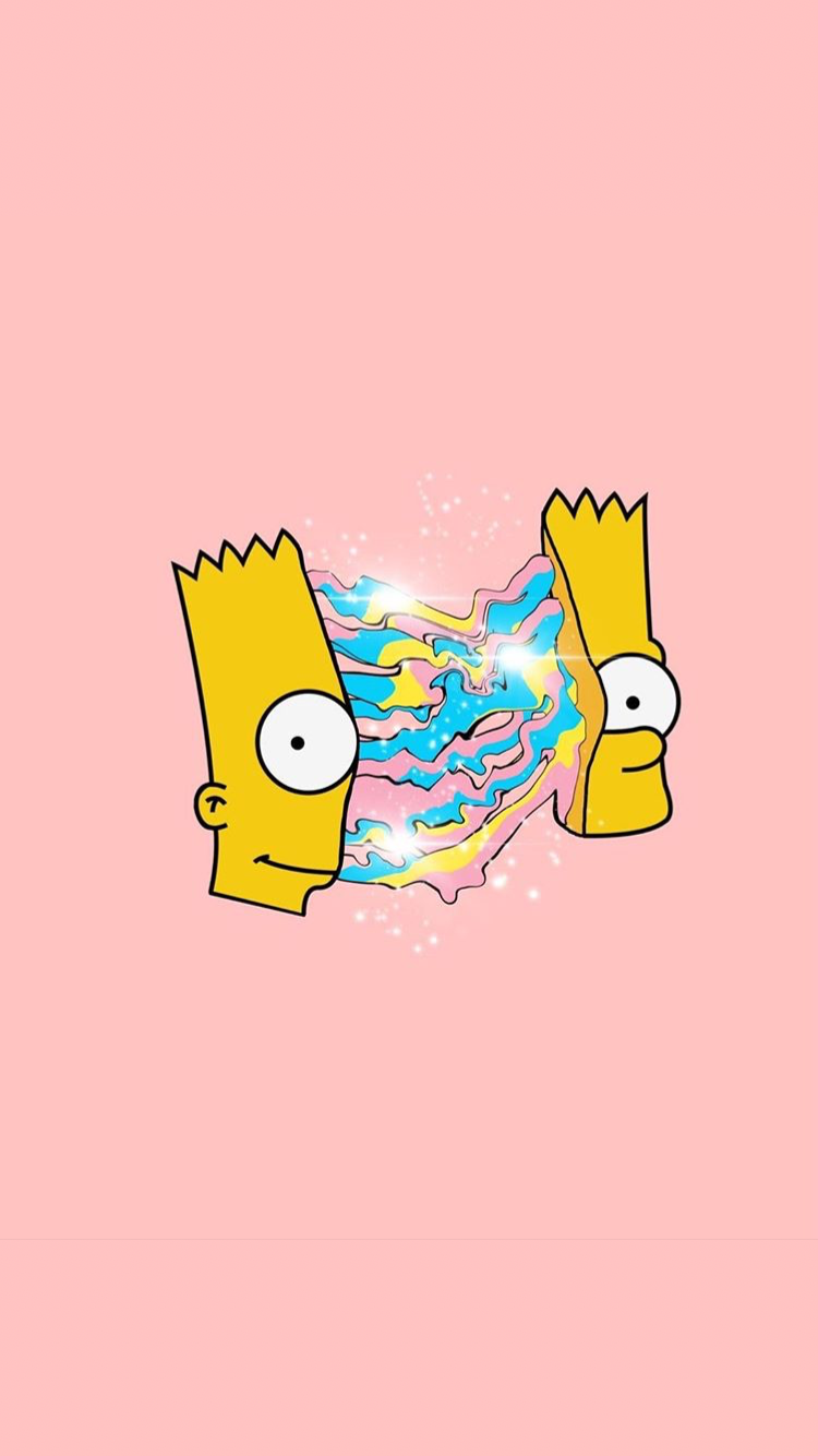 Bart Simpson, Rosa Hintergrund, Glitch, Minimalistisch, HD, Sperrbildschirm fürs iPhone