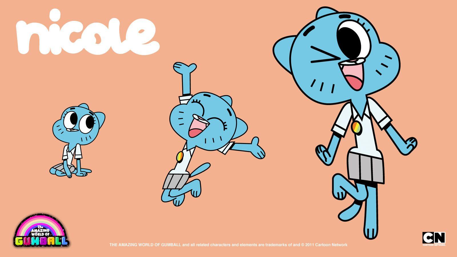 Gumball Watterson, Nicole, Die fantastische Welt von Gumball, Logo, Cartoon Network, Pfirsichfarben, HD-Hintergrund