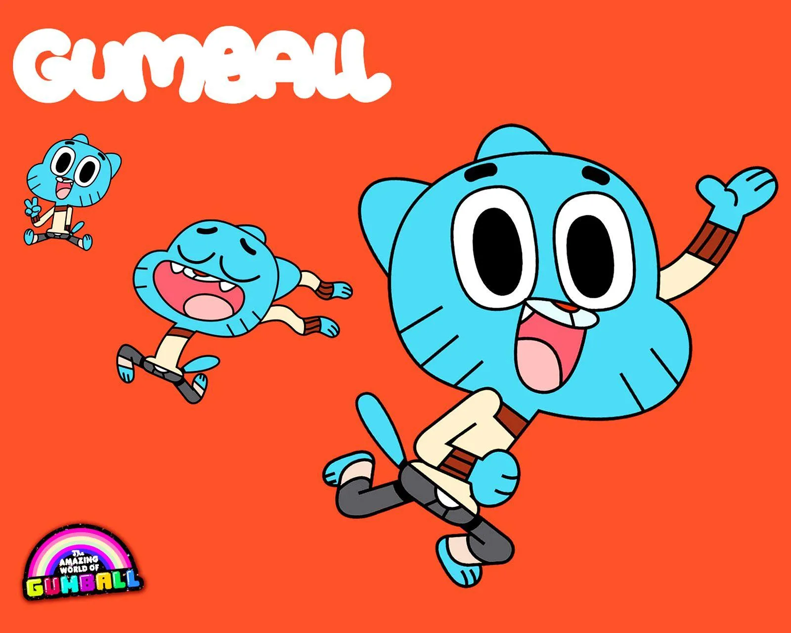 Gumball Watterson, Die fantastische Welt von Gumball, Logo, Oranger Hintergrund, Cartoon, HD Wallpaper