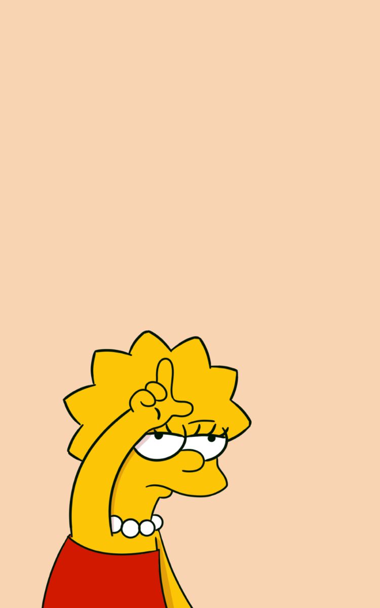 Lisa Simpson, Loser-Geste, Pfirsich, Minimalistisch, HD, Hintergrundbild fürs Handy