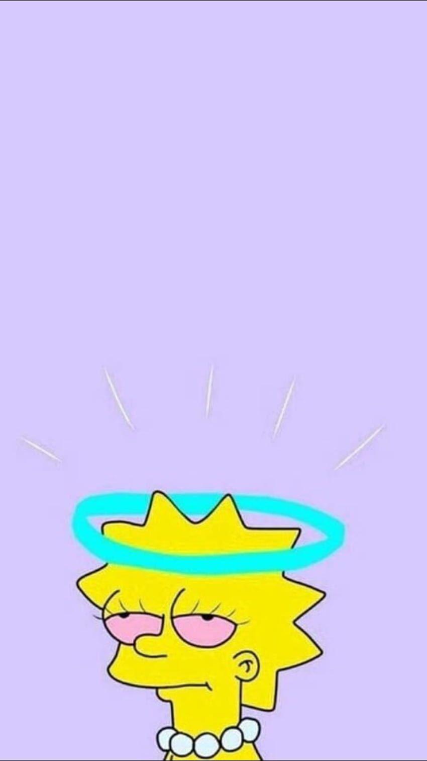 Lisa Simpson, Heiligenschein, Lavendel, Minimalistisch, Hintergrundbild für iPhone und Android