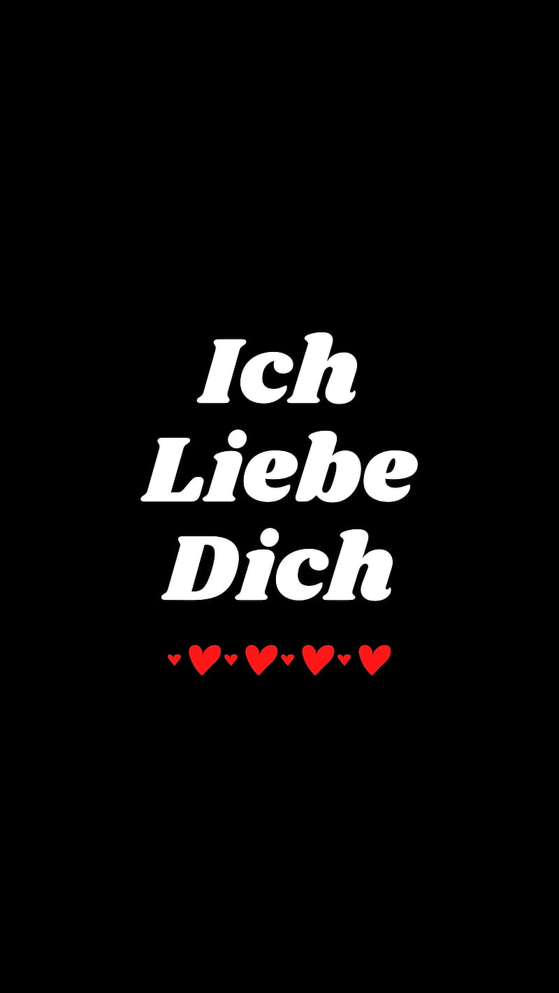 Ich liebe dich, Herzen, Schwarzer Hintergrund, Typografie, Sperrbildschirm fürs iPhone