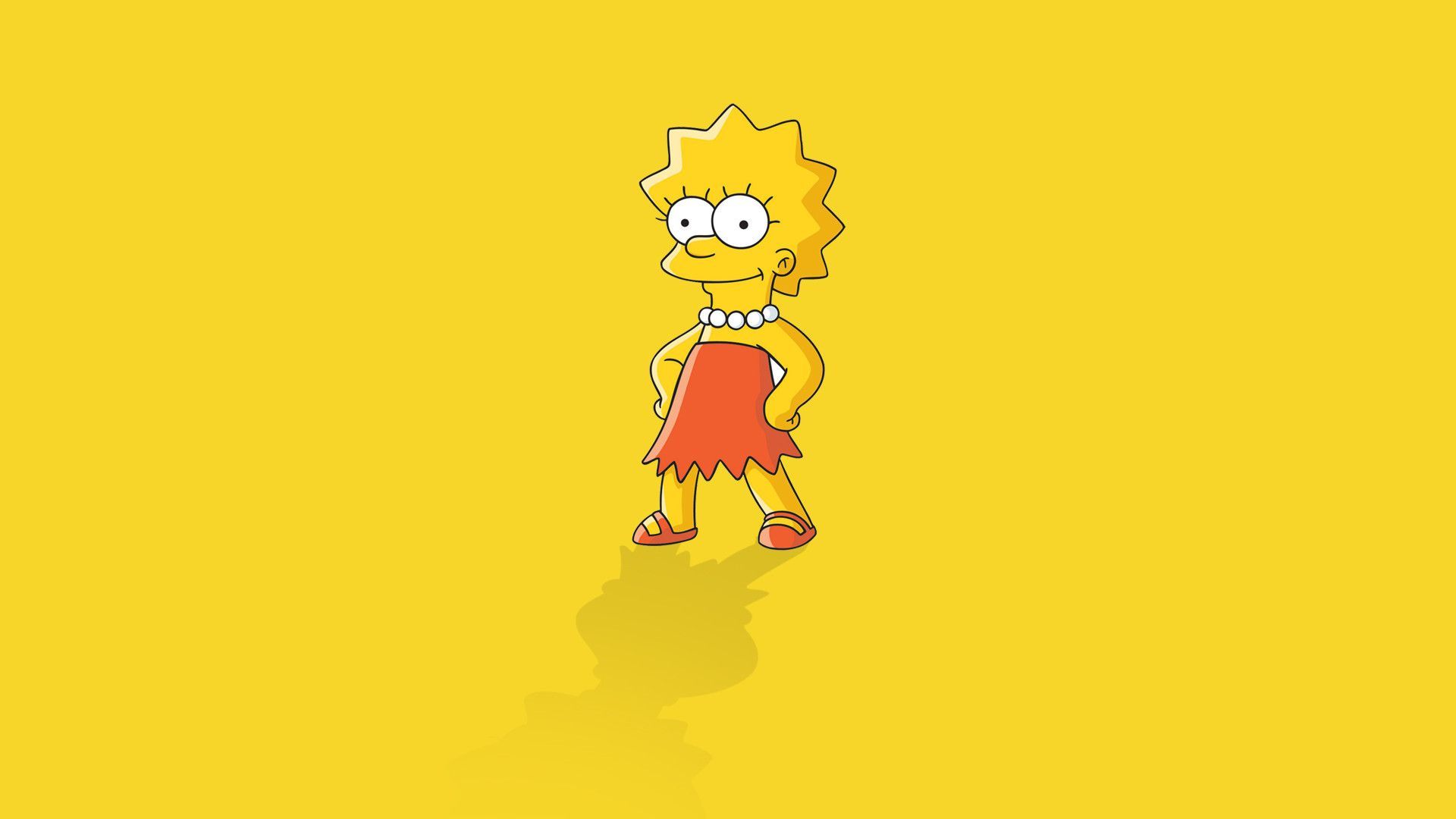 Lisa Simpson, Gelber Hintergrund, Schatten, Full HD Wallpaper