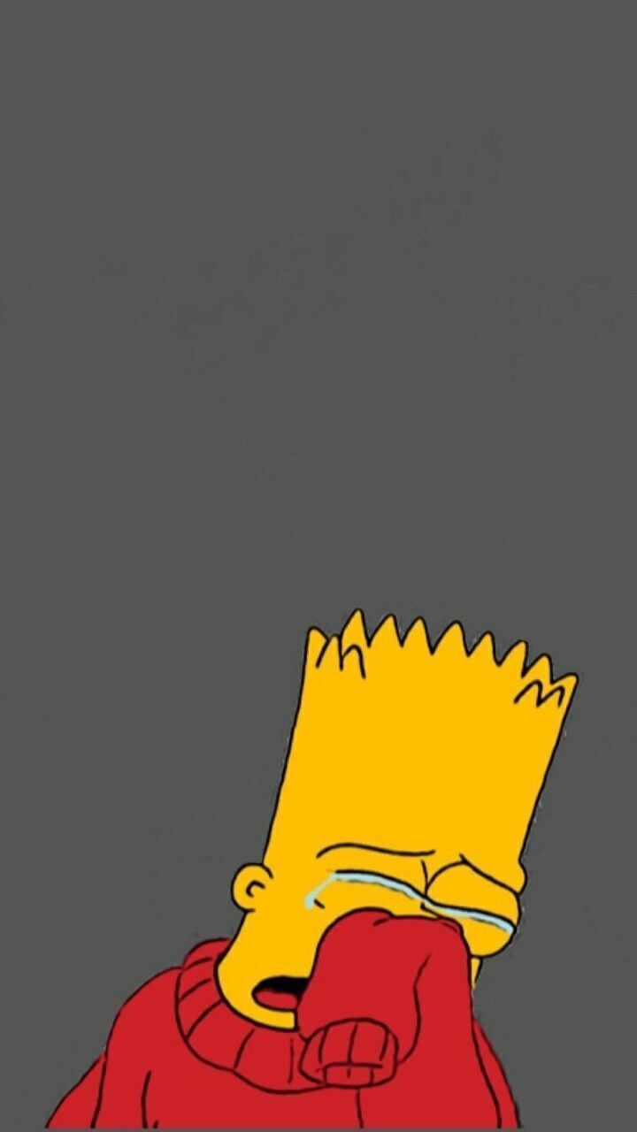 Bart Simpson, Traurig, Grau, Minimalistisch, Hochformat, Hintergrundbild fürs Smartphone