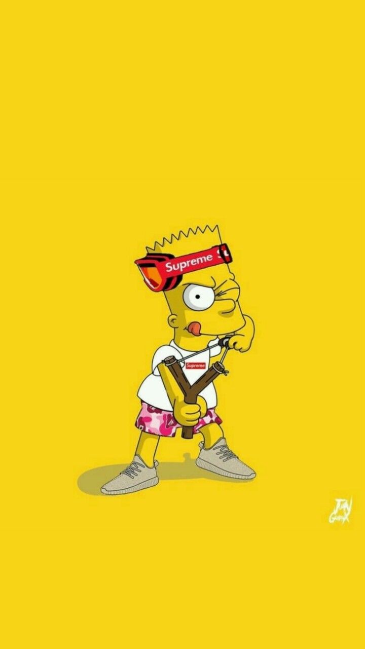 Bart Simpson, Gelber Hintergrund, Streetwear, Stirnband, Sperrbildschirm fürs iPhone