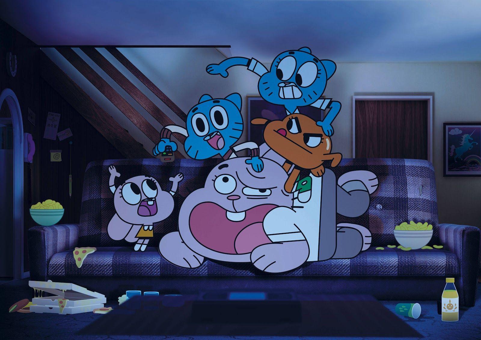 Familie Watterson, Gumball Watterson, Darwin Watterson, Anais Watterson, Richard Watterson, Sofa, HD-Desktop-Hintergrund
