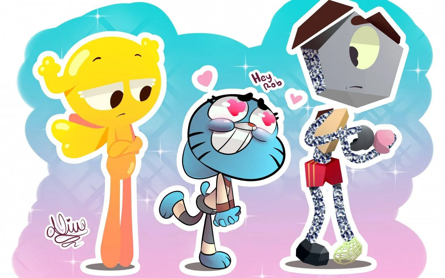 Penny Fitzgerald, Gumball Watterson, Die fantastische Welt von Gumball, Herzen, Fan-Art, HD-Hintergrundbild