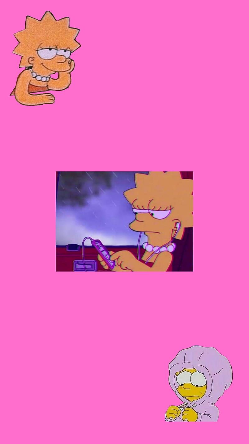 Lisa Simpson, Pink, Collage, Lila, HD, Hintergrundbild fürs Handy
