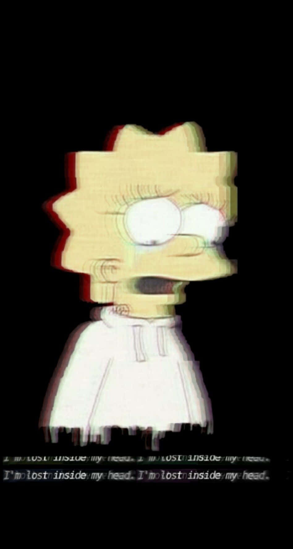 Lisa Simpson, Glitch, Schwarzer Hintergrund, Traurig, HD, Sperrbildschirm fürs iPhone