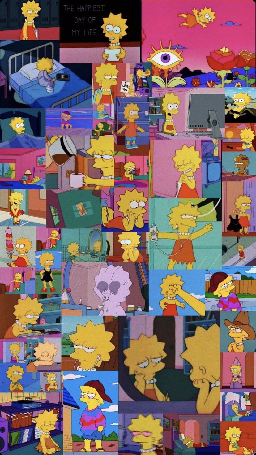 Die Simpsons, Collage, Bart Simpson, Bunt, Hintergrundbild für iPhone und Android