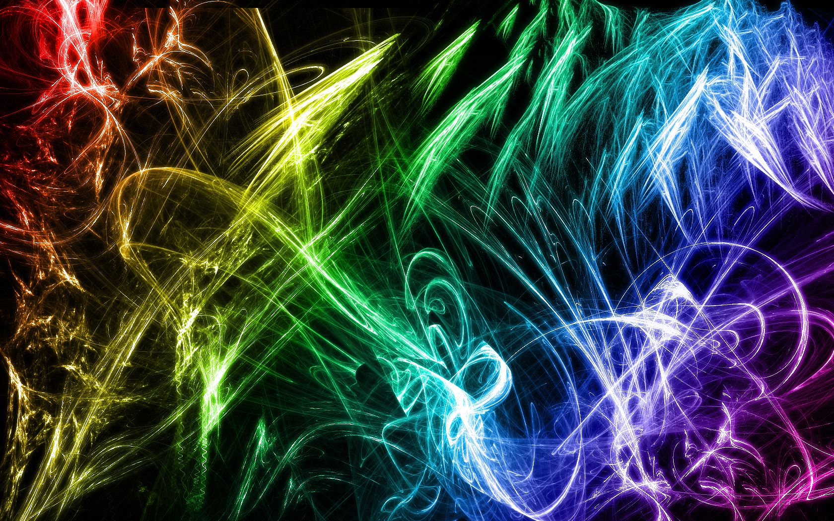 Lichtfäden, Regenbogenfarben, Abstrakt, Schwarzer Hintergrund, Neon, HD Wallpaper