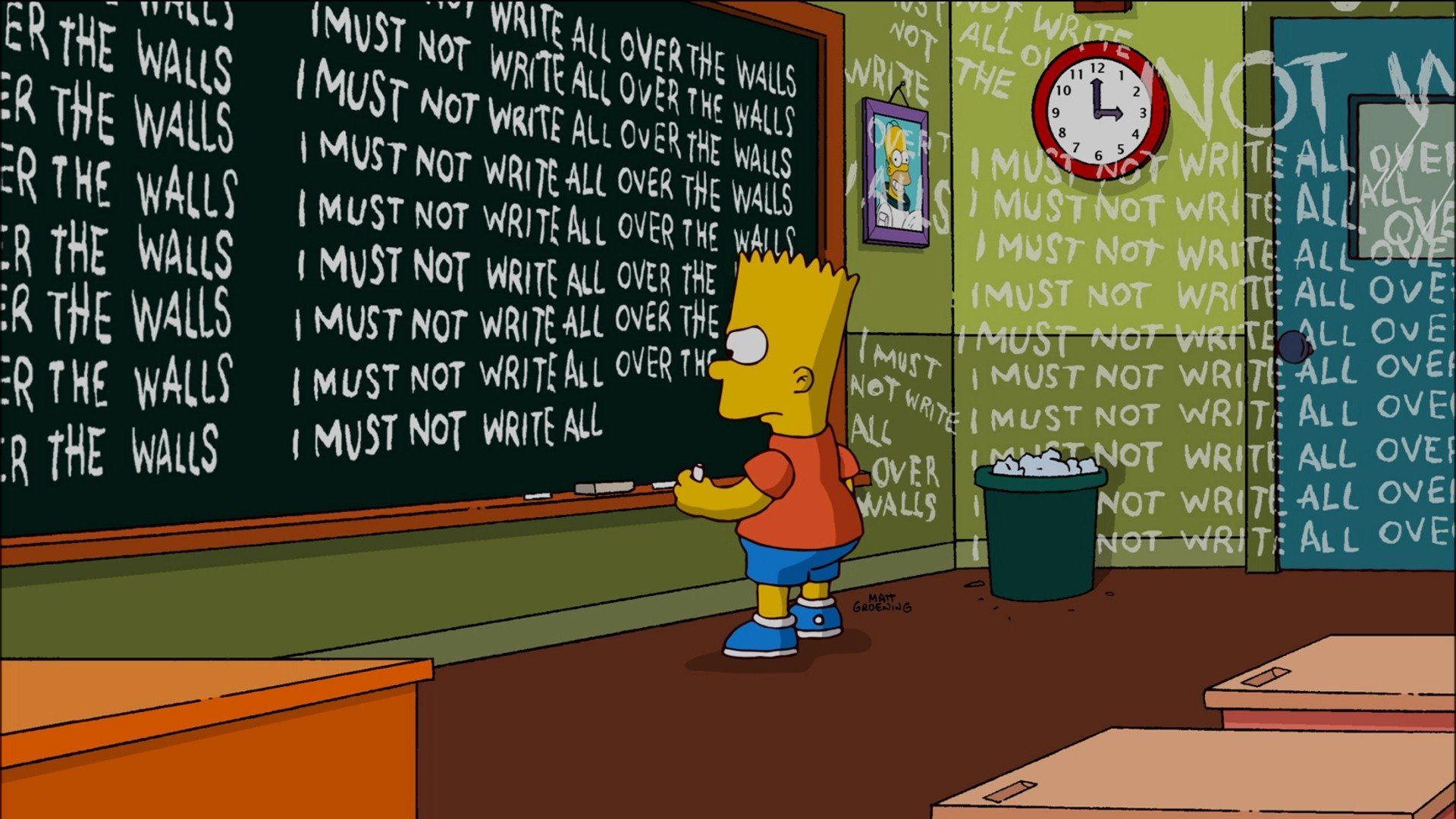 Bart Simpson, Tafel, Klassenzimmer, Strafarbeit, Vorspann, Full HD, Laptop-Hintergrundbild