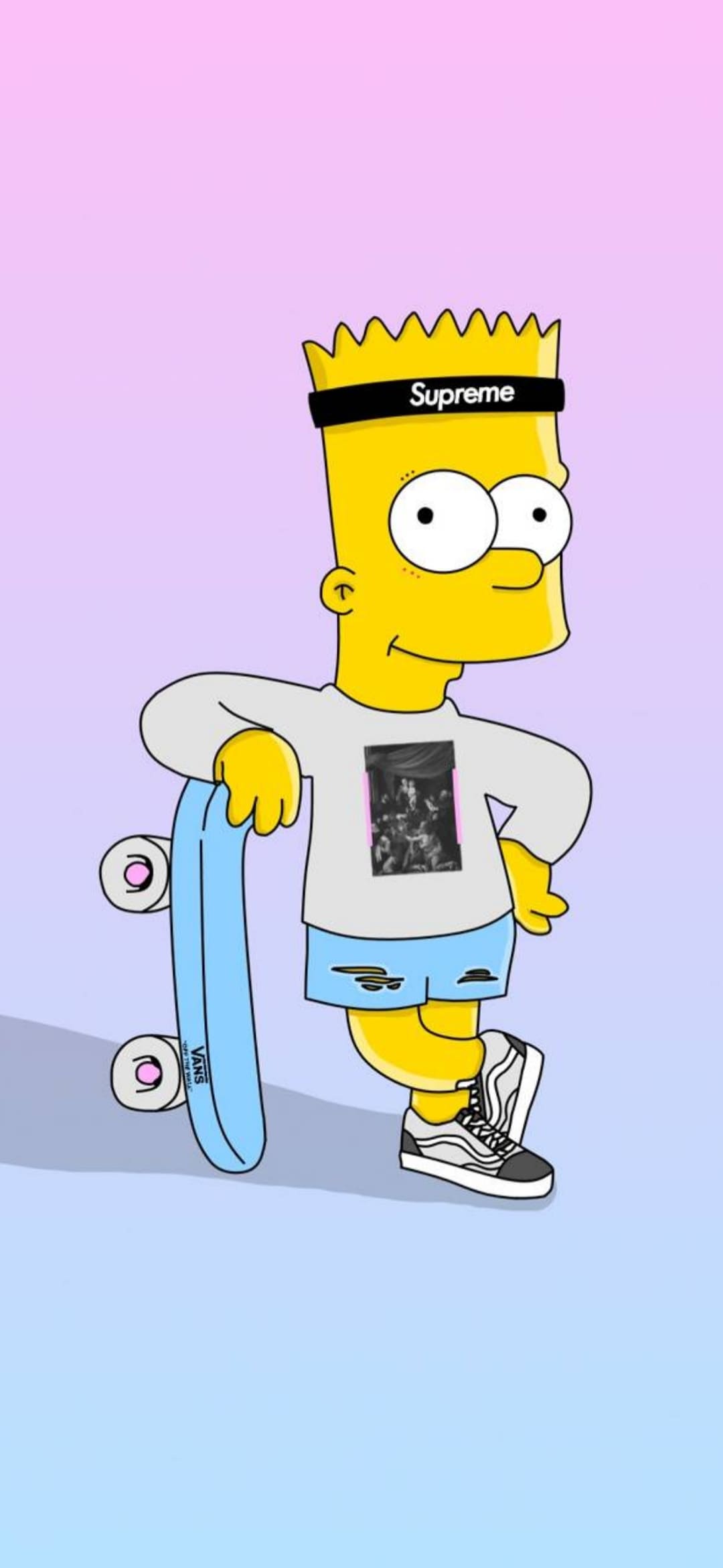Bart Simpson, Skateboard, Supreme, Hellblau, Full HD, Sperrbildschirm fürs iPhone