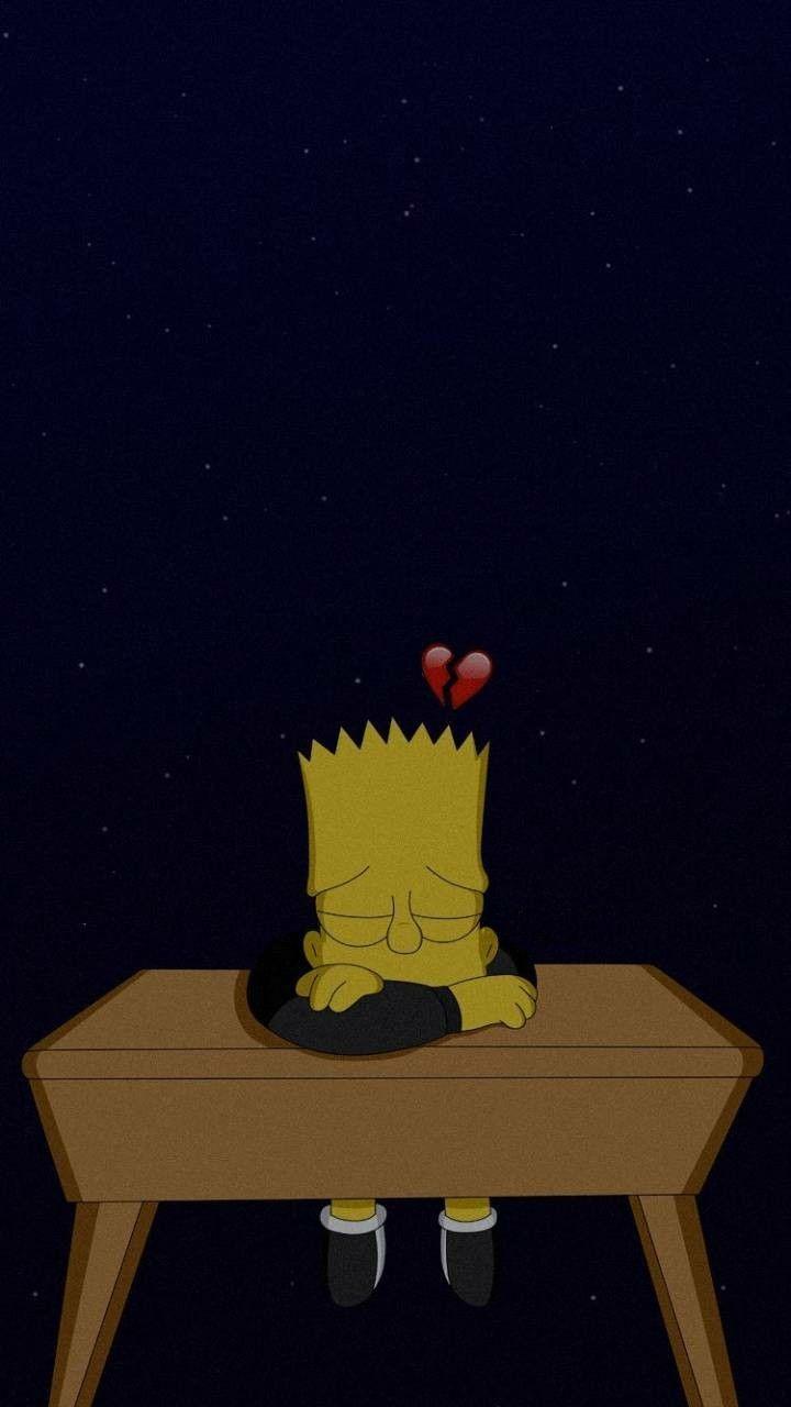 Bart Simpson, Gebrochenes Herz, Nacht, Traurig, HD, Handy-Hintergrund im Hochformat