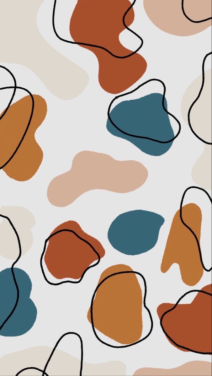 Flecken-Muster, Terrazzo, Erdtöne, Blau, Linien, Hintergrundbild für iPhone und Android