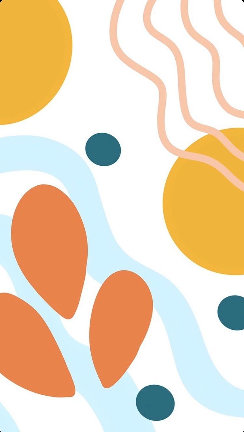 Wellenlinien, Tropfenformen, Orange, Hellblau, Gelb, HD, Handy-Hintergrund im Hochformat