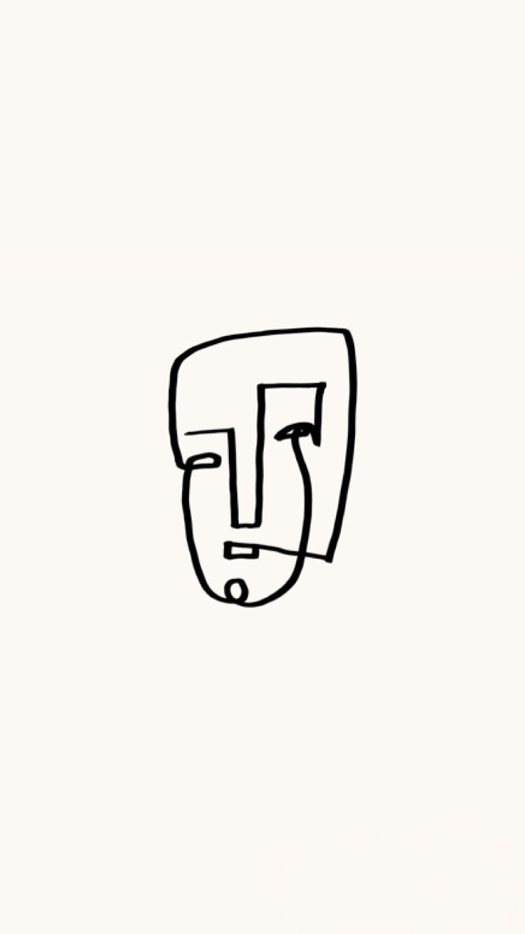 Strichzeichnung, Gesicht, Minimalismus, Line Art, Weißer Hintergrund, Sperrbildschirm fürs iPhone