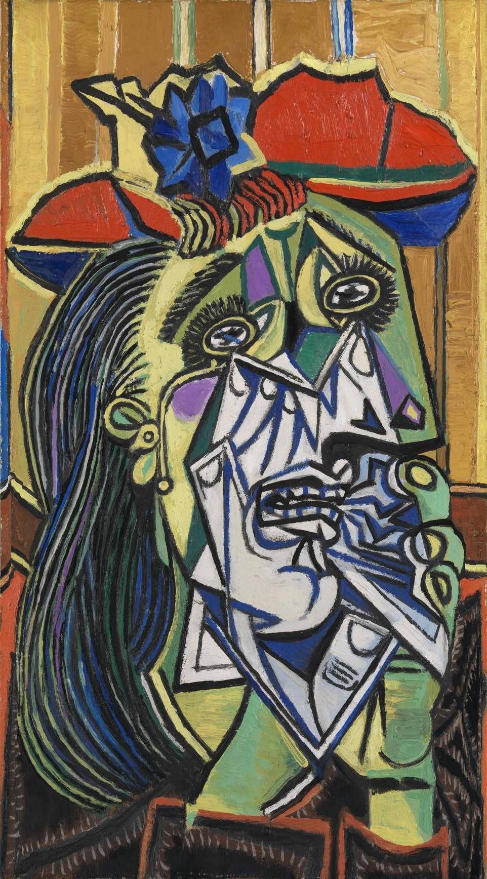 Weinende Frau, Pablo Picasso, Kubismus, Porträt, Ölgemälde, Bunte Farben, HD, Handy-Hintergrundbild