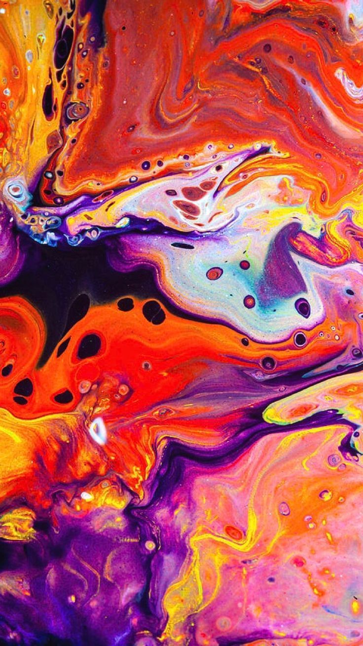 Fluid Art, Psychedelisch, Orange, Lila, Abstrakt, Hintergrundbild für iPhone und Android