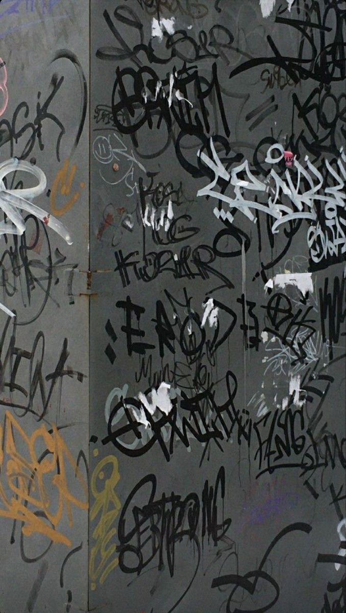 Graue Wand, Tags, Schwarz-Weiß, Schriftzüge, Säule, Hintergrundbild für iPhone und Android