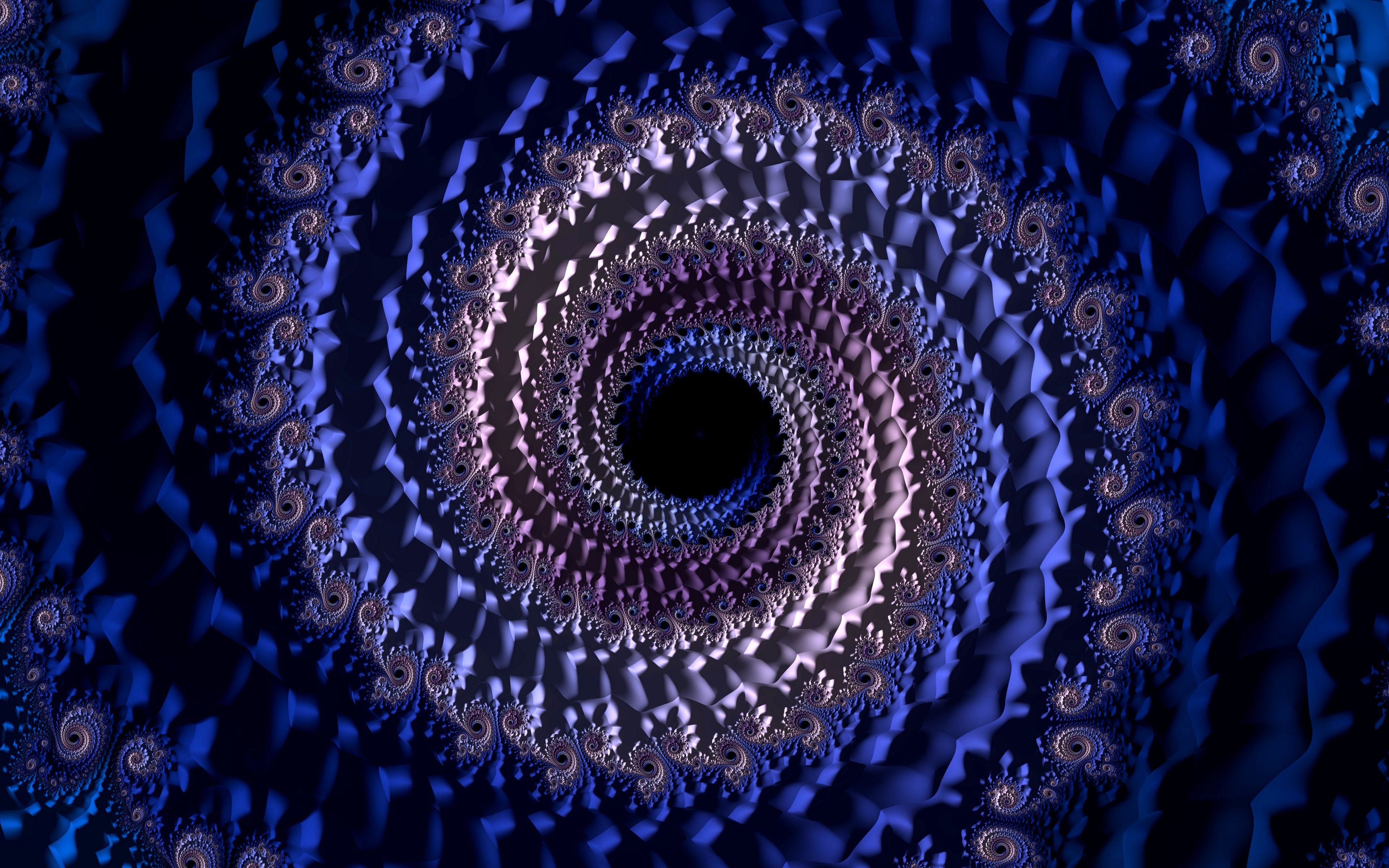 Spirale, Fraktal, Strudel, Dunkelblau, Hypnotisch, 4K, Hintergrund für den Desktop
