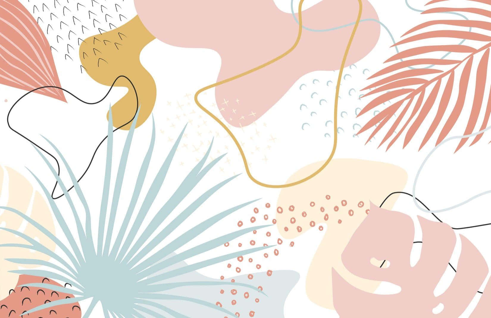 Boho, Palmblätter, Organische Formen, Pastellfarben, Linienkunst, HD, Windows-Hintergrundbild