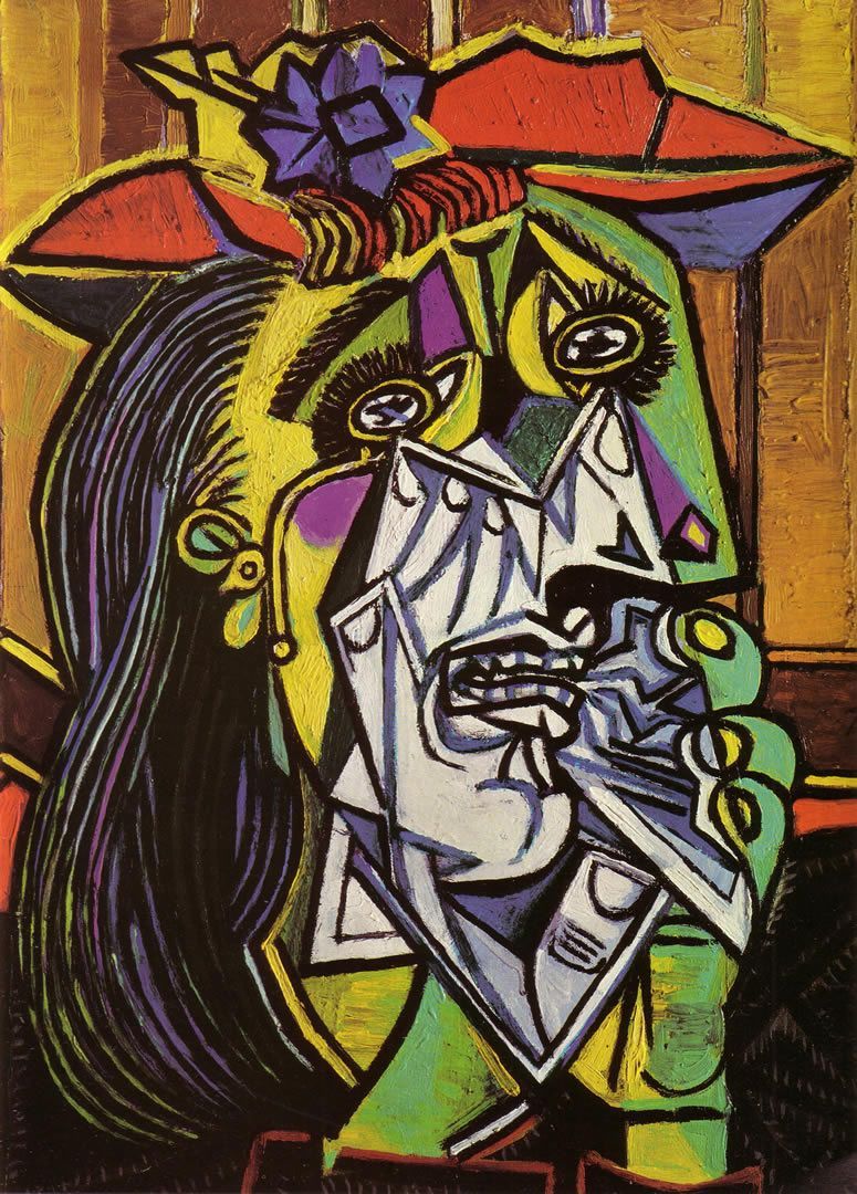 Weinende Frau, Pablo Picasso, Kubismus, Frauenporträt, Hut, Hintergrundbild fürs Tablet