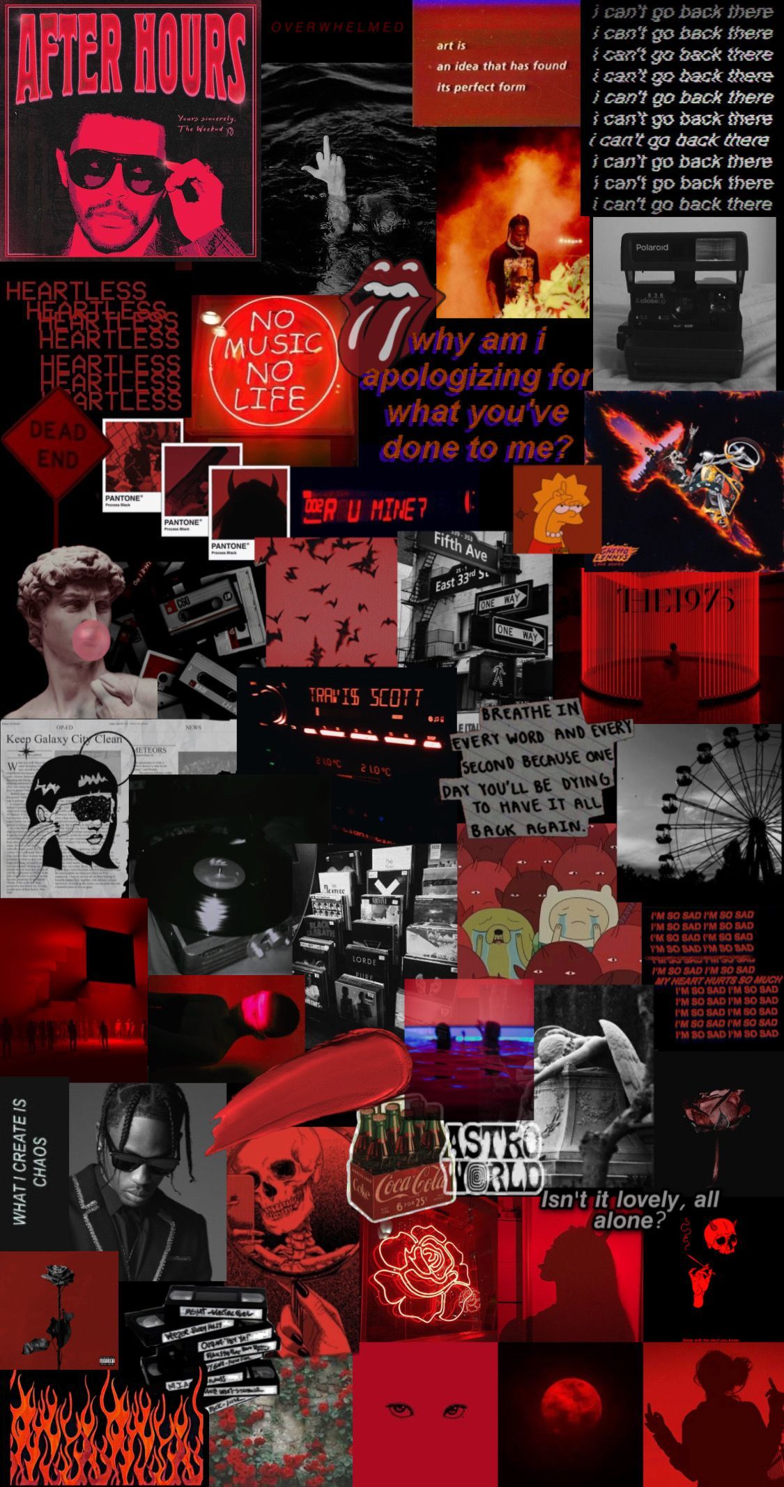 Collage, Rot und Schwarz, Grunge, Fotos, Dunkle Ästhetik, Full HD, Handy-Hintergrundbild
